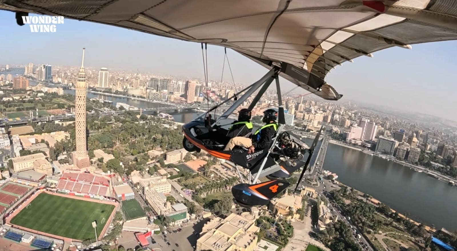 Private microlight flight over the pyramids and the Nile